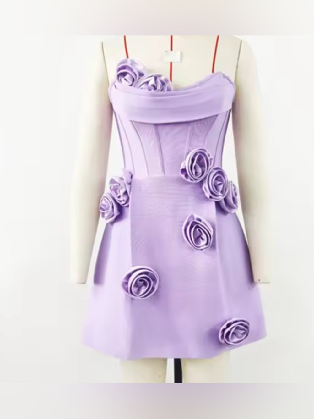 NEW $185 Strapless White Floral Appliqué Mini Dress - Picture 5 of 7